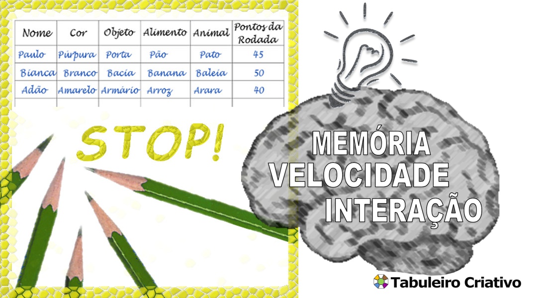 Napser - Jogos e brincadeiras educativas 7 a 11 anos. ✓Adedonha ou Stop  Para jogar Stop se desenha uma tabela em tópicos numa folha de papel para  cada jogador. Cada coluna corresponde